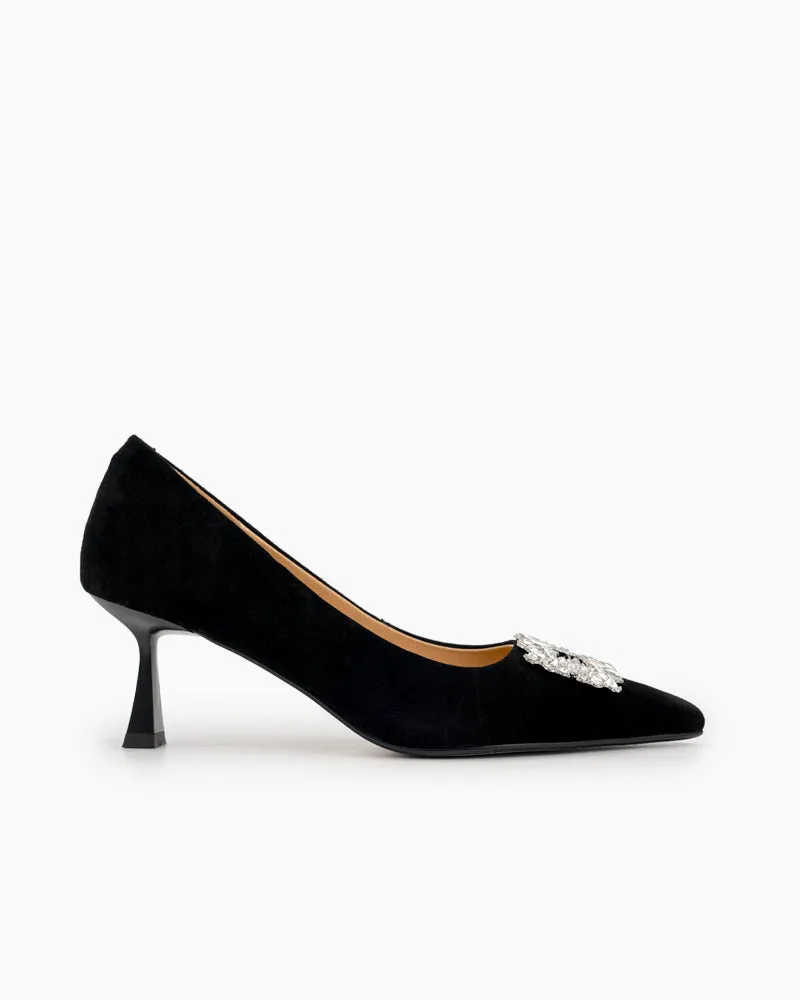 Rhinestone Decor Pointed Toe Stiletto Heeled Pumps
