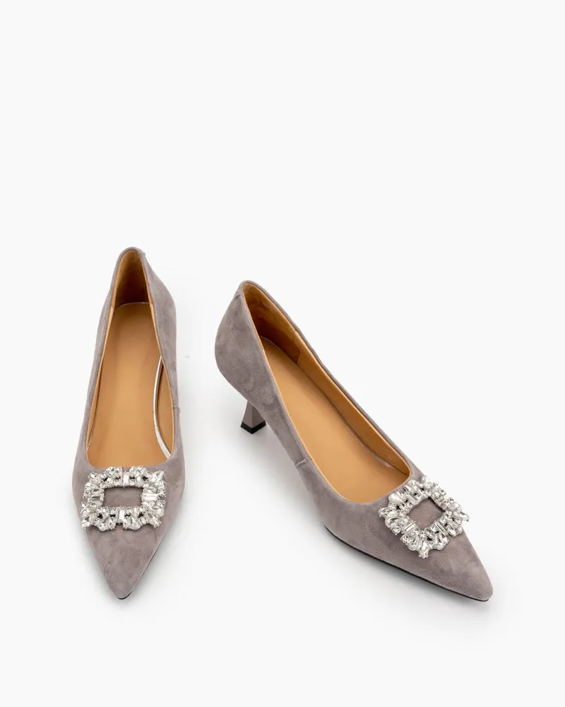 Rhinestone Decor Pointed Toe Stiletto Heeled Pumps