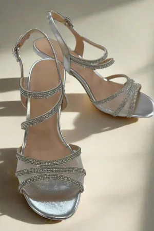 Rhinestone Mesh Silver Heel
