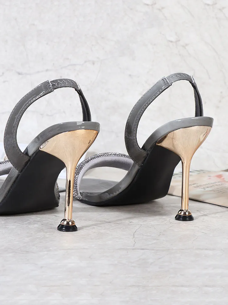 Rhinestone Ombre Strap Stiletto Heel