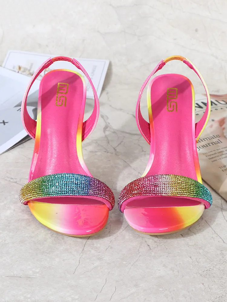 Rhinestone Ombre Strap Stiletto Heel
