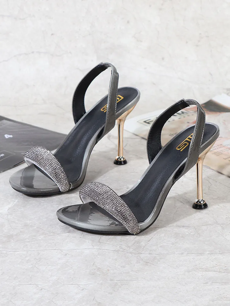 Rhinestone Ombre Strap Stiletto Heel