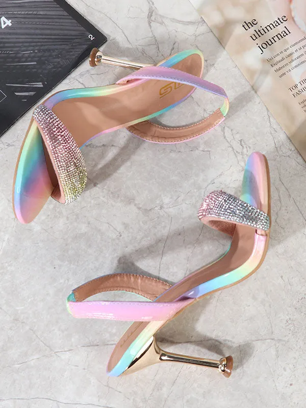 Rhinestone Ombre Strap Stiletto Heel