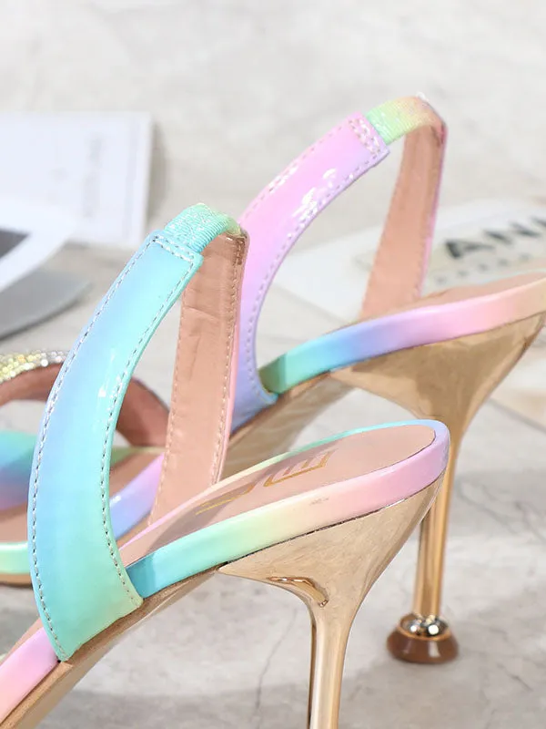 Rhinestone Ombre Strap Stiletto Heel
