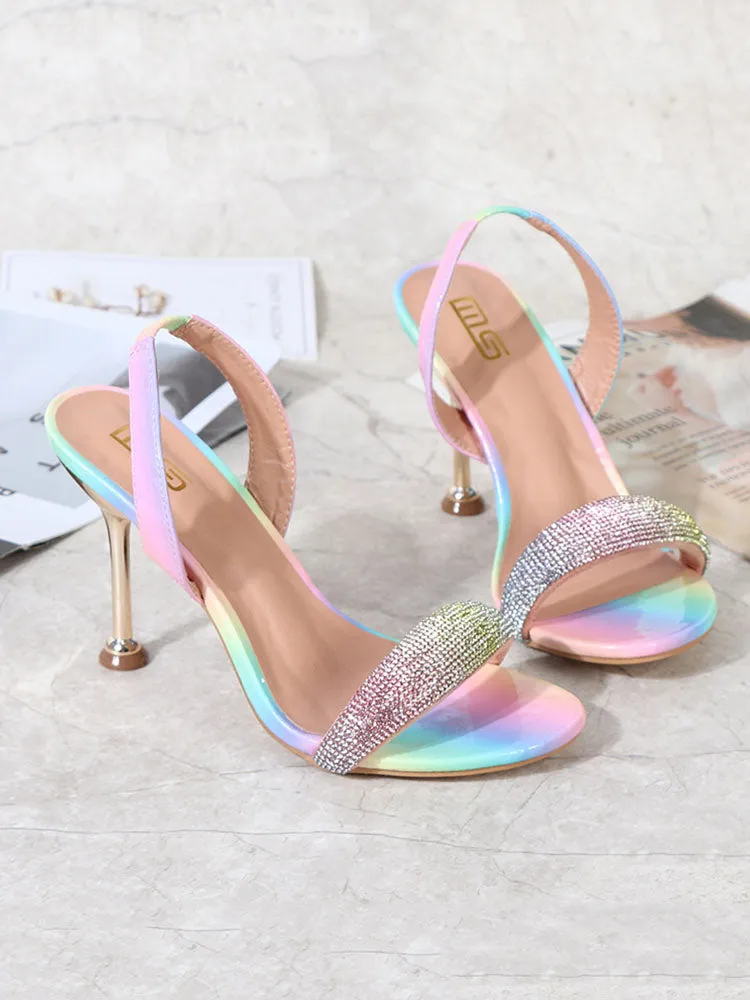 Rhinestone Ombre Strap Stiletto Heel