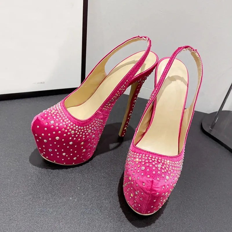 Rhinestone Platform Pumps for Women on the Runway