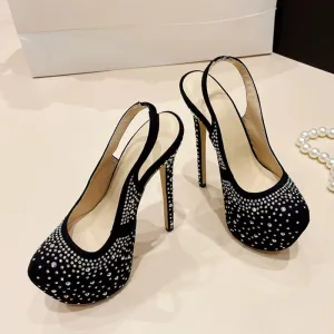 Rhinestone Platform Pumps for Women on the Runway