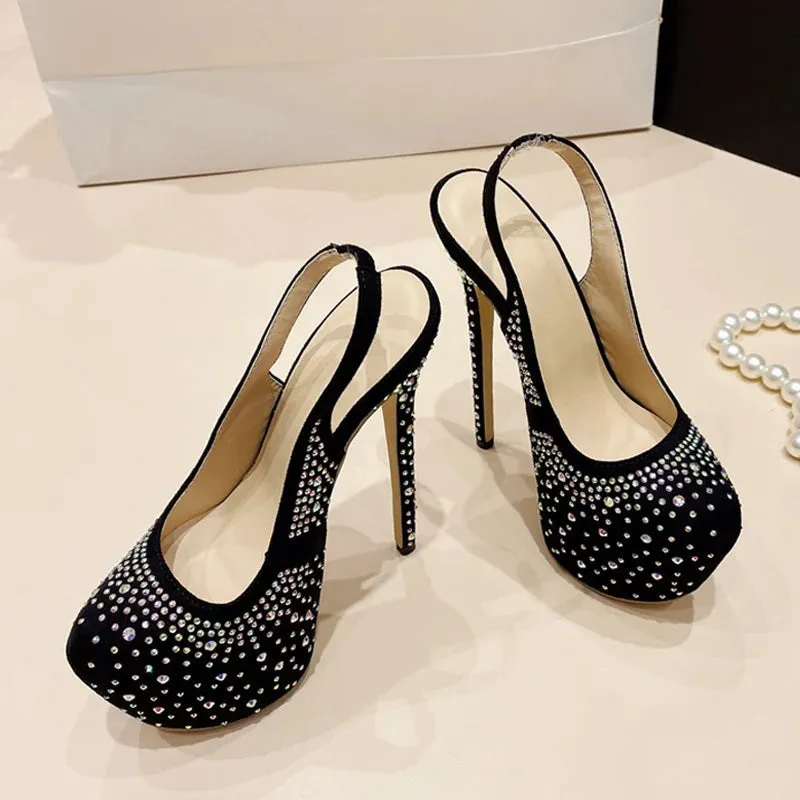 Rhinestone Platform Pumps for Women on the Runway