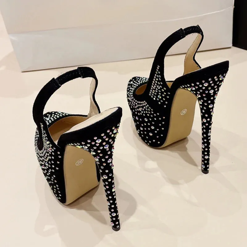 Rhinestone Platform Pumps for Women on the Runway