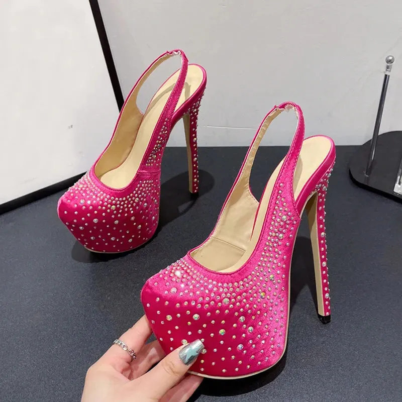 Rhinestone Platform Pumps for Women on the Runway