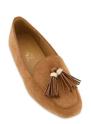 Rhinestone Tassel Detail Flats