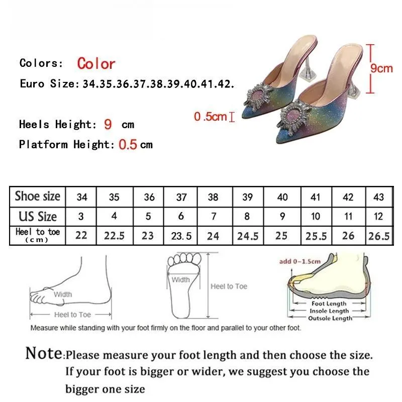 Rhinestone Women Pumps Sandals Elegant Pointed Toe High Heels