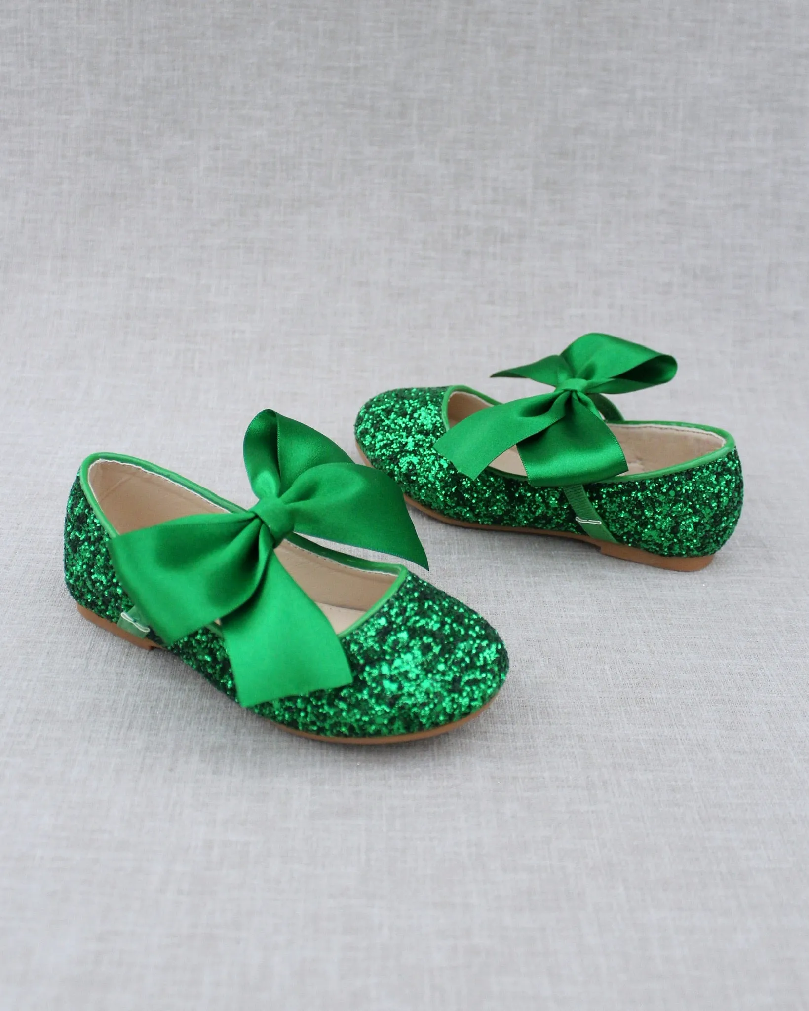 Rock Glitter Mary Jane Ballet Flats with Satin Bow