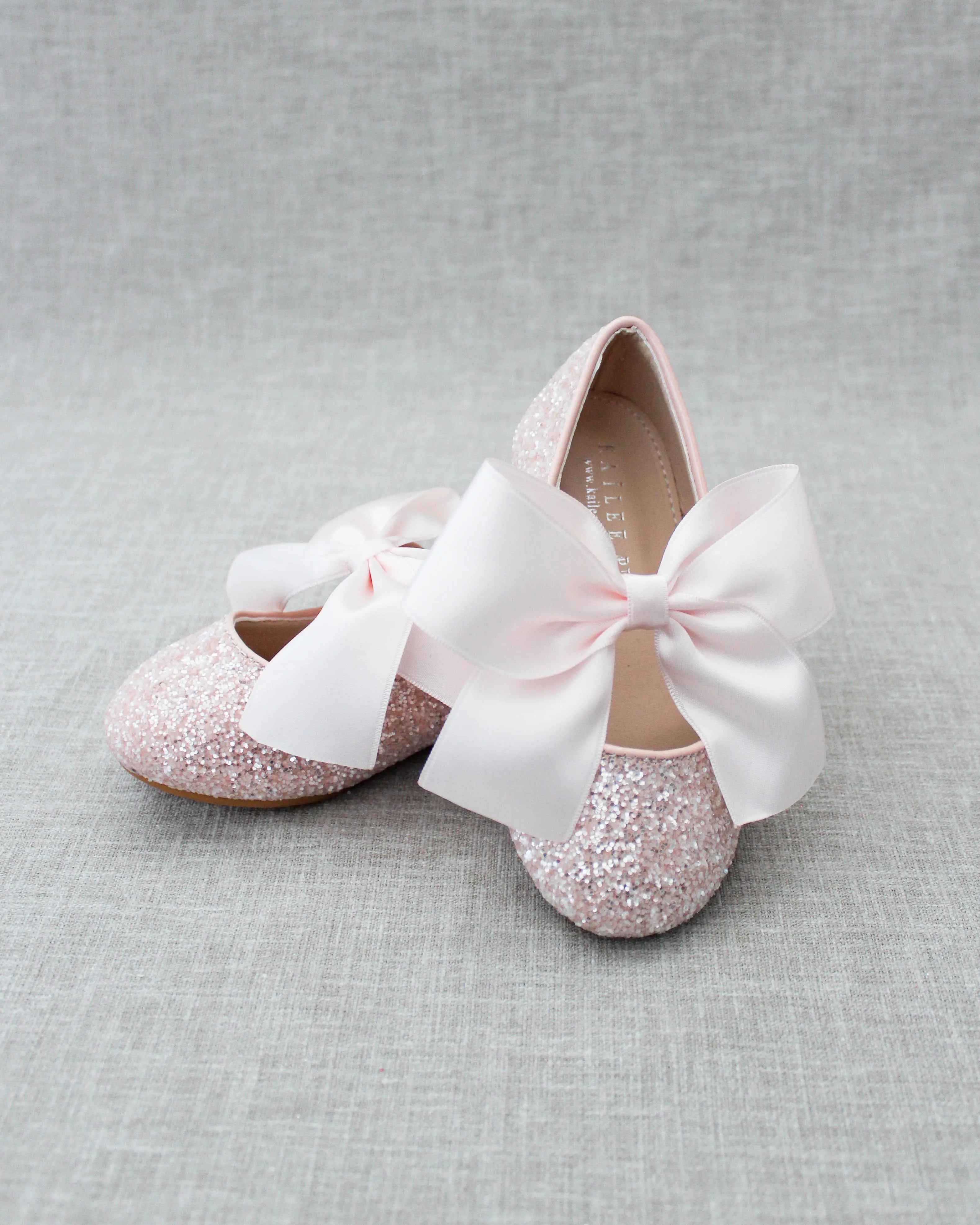 Rock Glitter Mary Jane Ballet Flats with Satin Bow