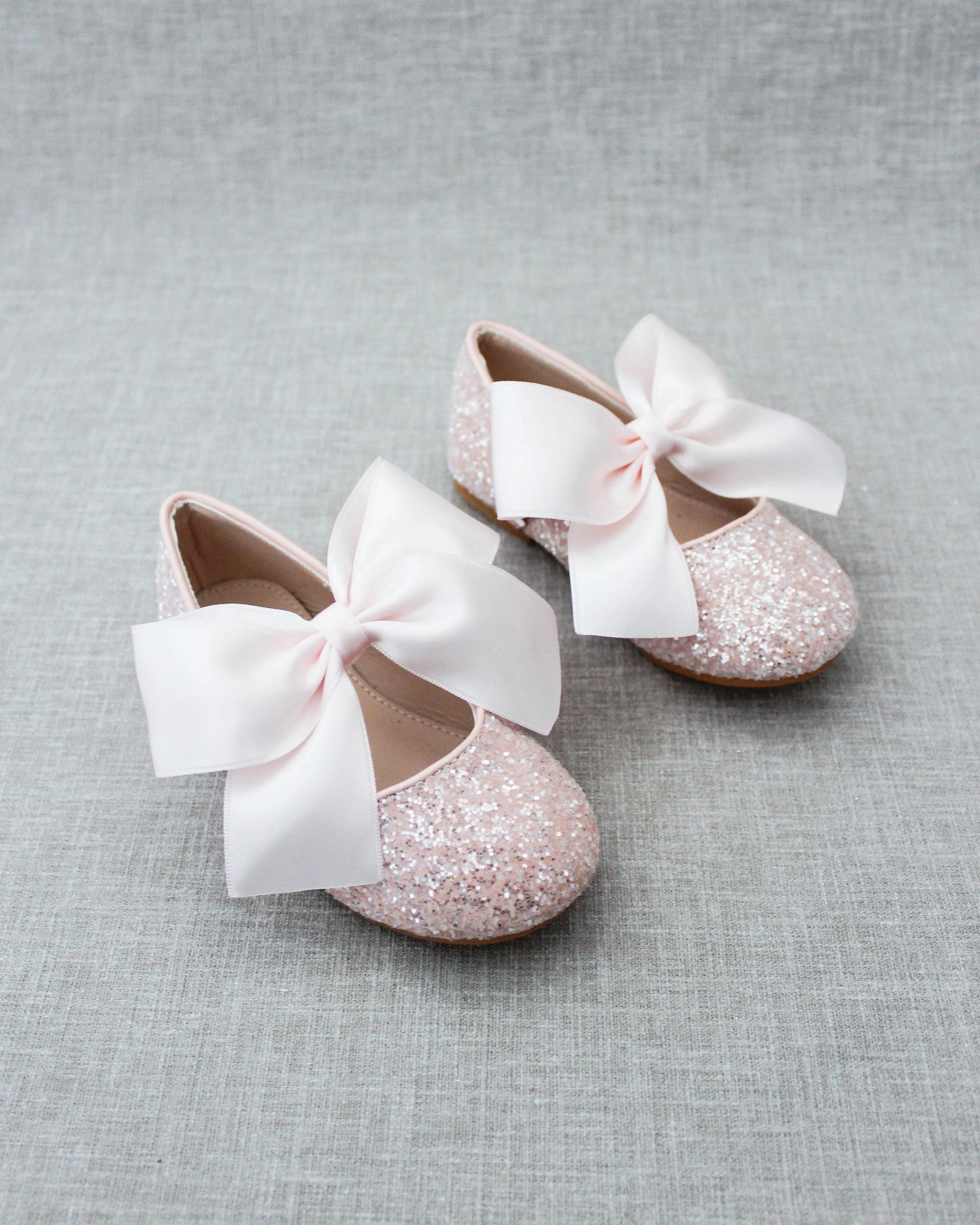 Rock Glitter Mary Jane Ballet Flats with Satin Bow