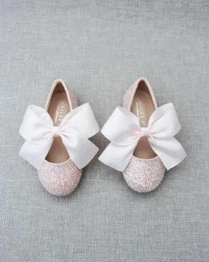 Rock Glitter Mary Jane Ballet Flats with Satin Bow