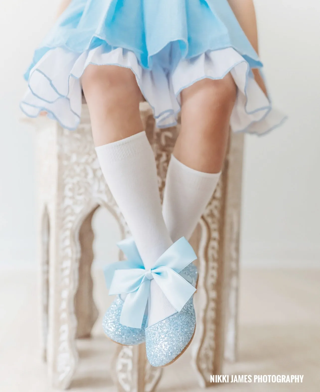Rock Glitter Maryjane Flats with Satin Bow