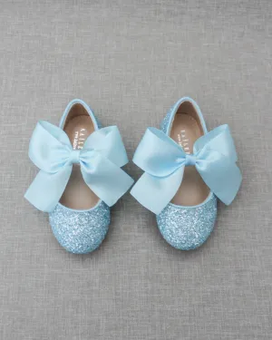 Rock Glitter Maryjane Flats with Satin Bow