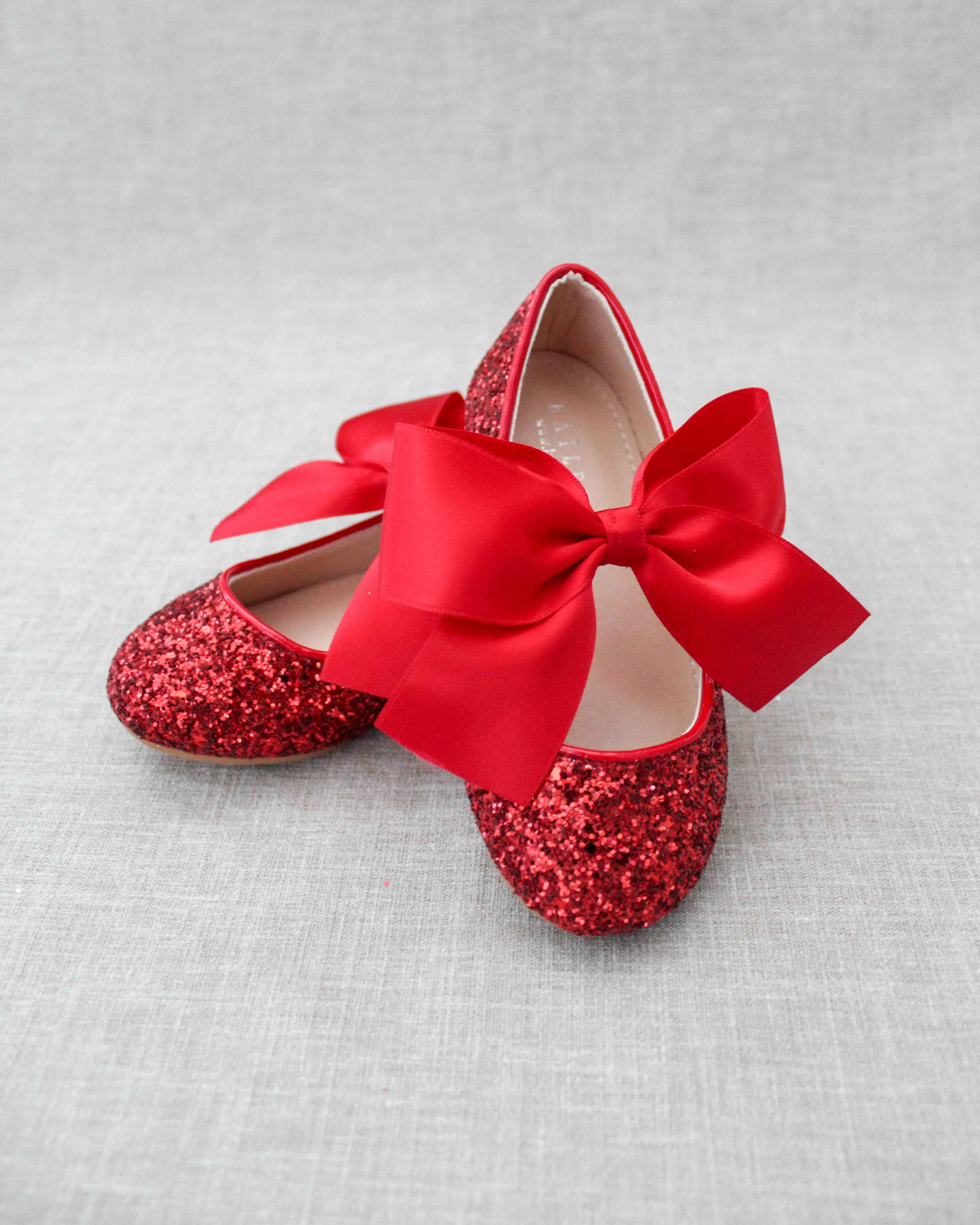 Rock Glitter Maryjane Flats with Satin Bow
