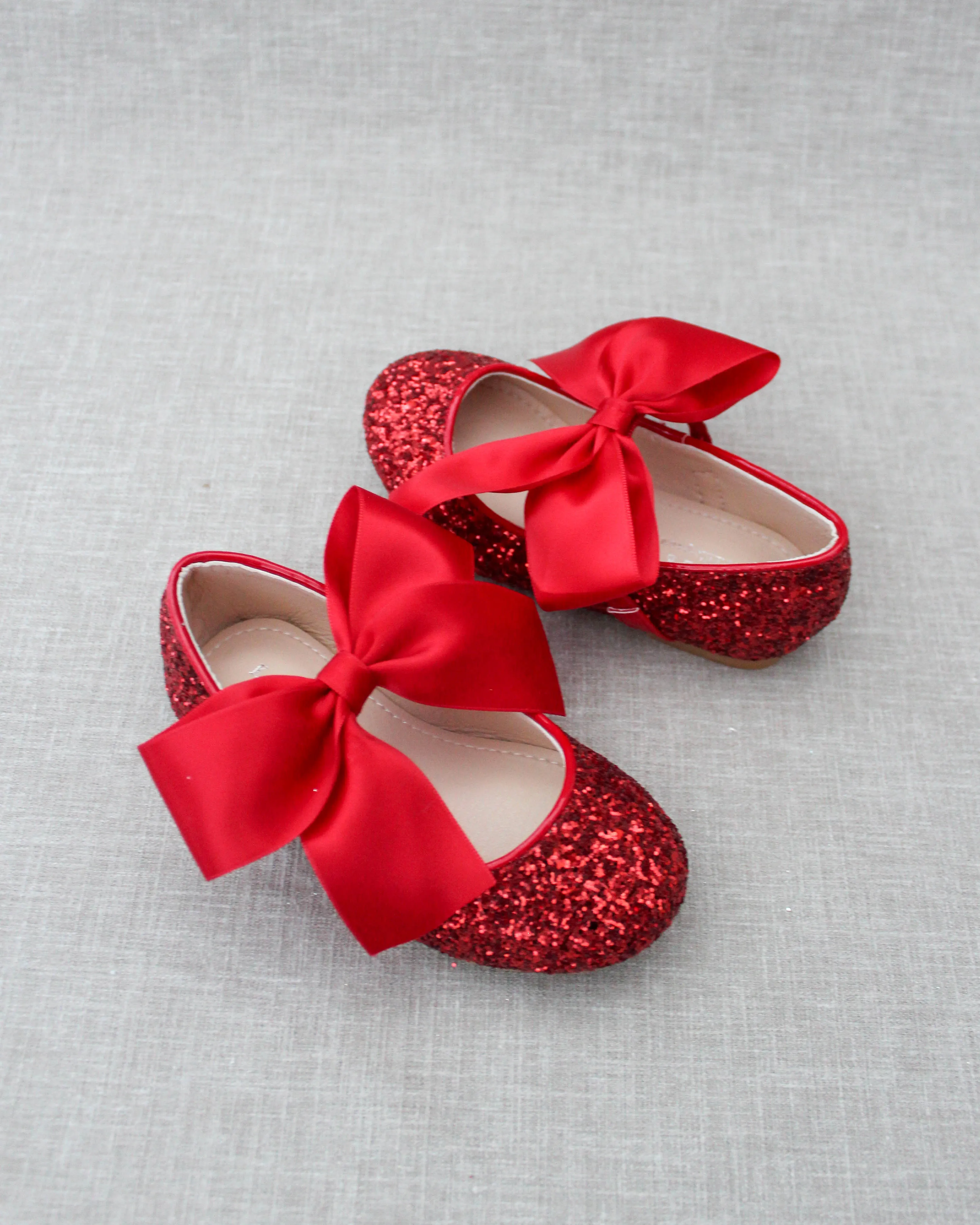 Rock Glitter Maryjane Flats with Satin Bow