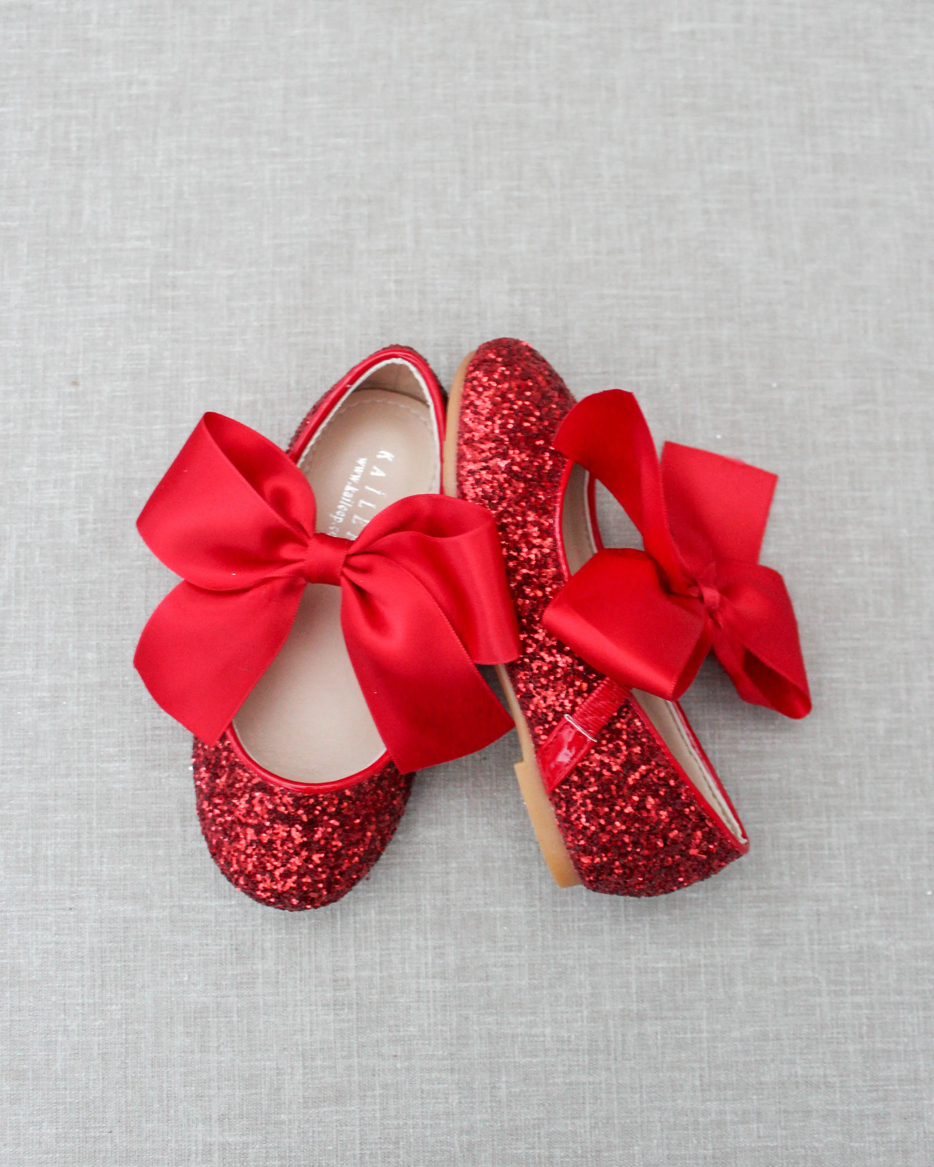 Rock Glitter Maryjane Flats with Satin Bow