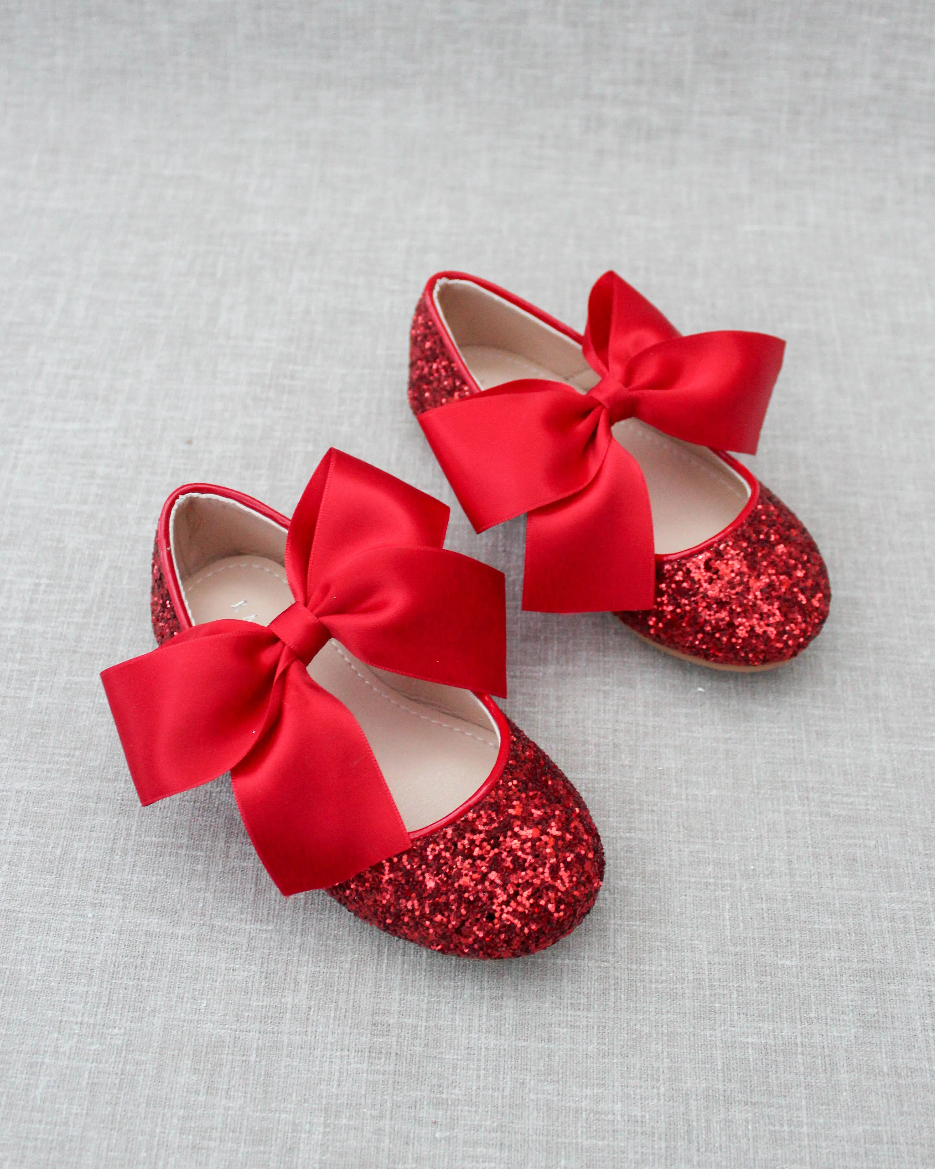 Rock Glitter Maryjane Flats with Satin Bow
