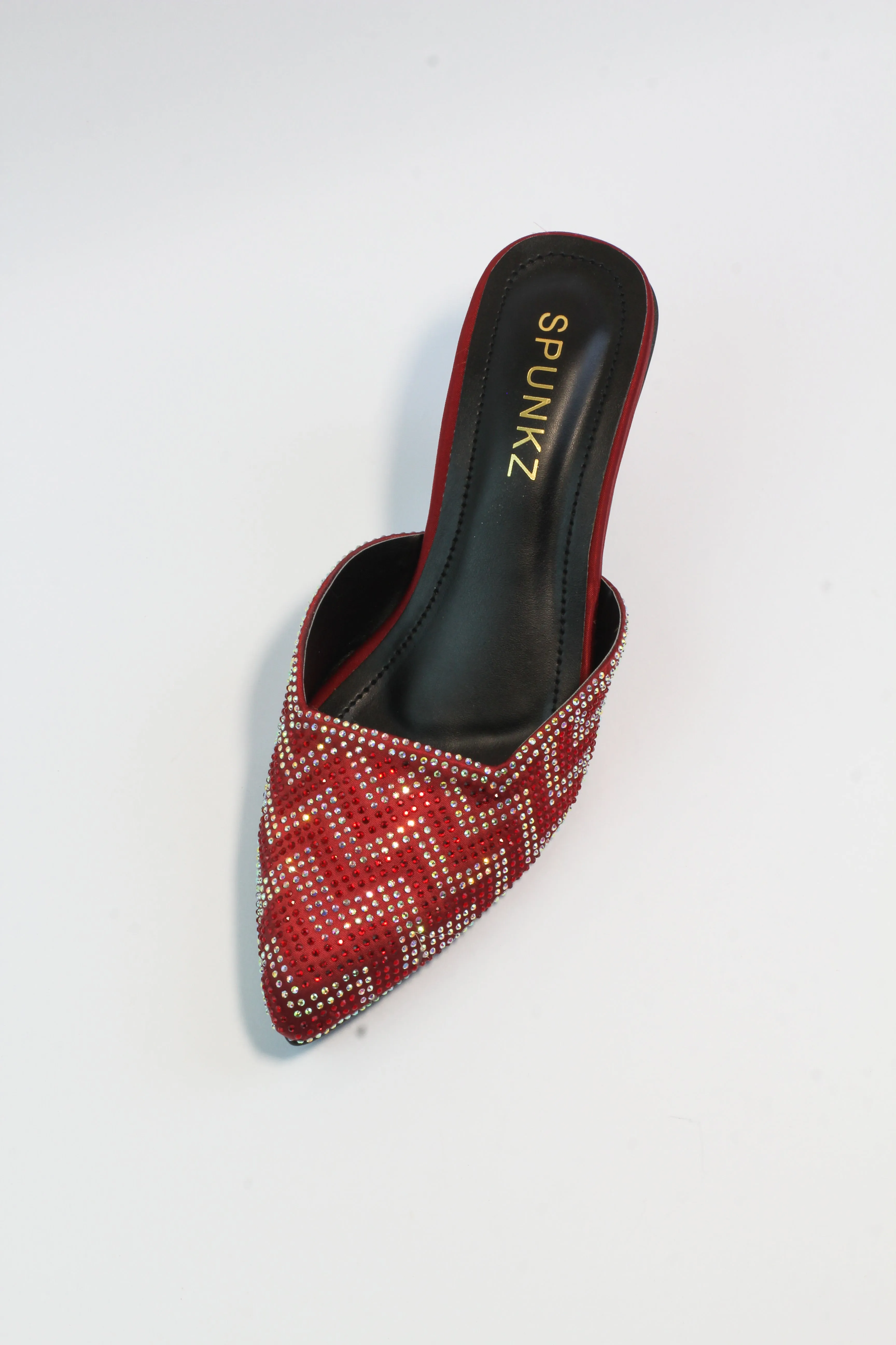 Ruby Diamond Stones Studded Embroidery Kitten Heel - 12003