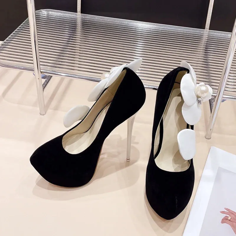 Runway Style Fashion Big Flower Women Platform Pumps