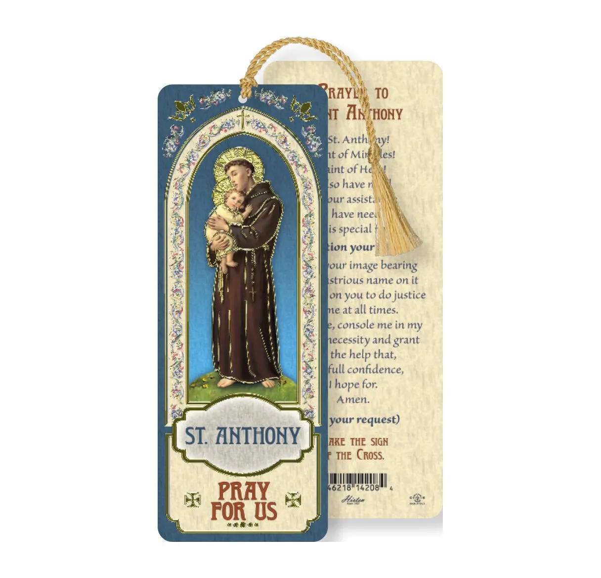 Saint Anthony Laminated Tasseled Bookmark