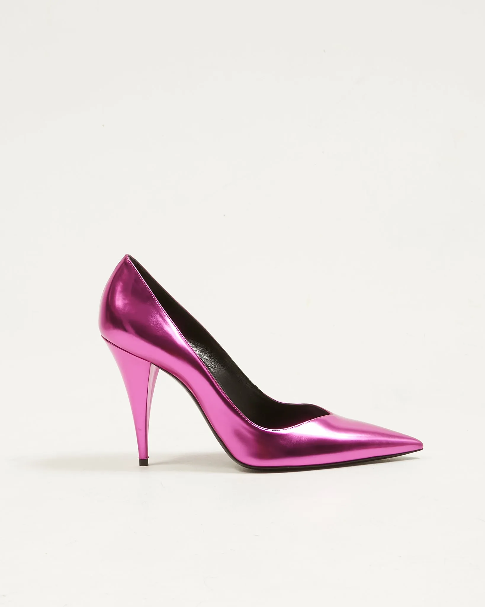 Saint Laurent Metal Fuchsia Leather Kiki 100 Metal Pumps - 40