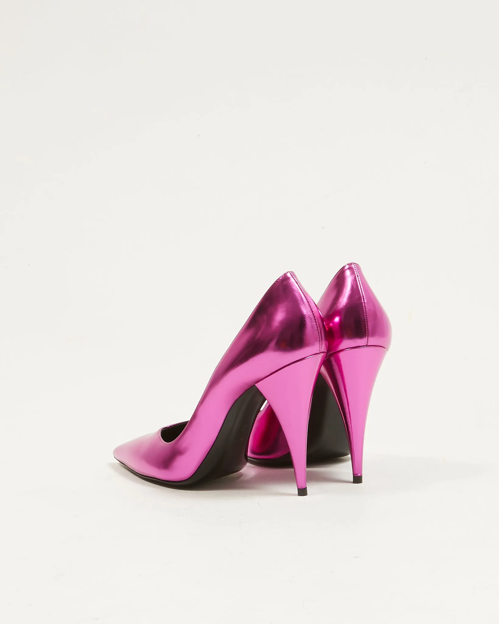 Saint Laurent Metal Fuchsia Leather Kiki 100 Metal Pumps - 40