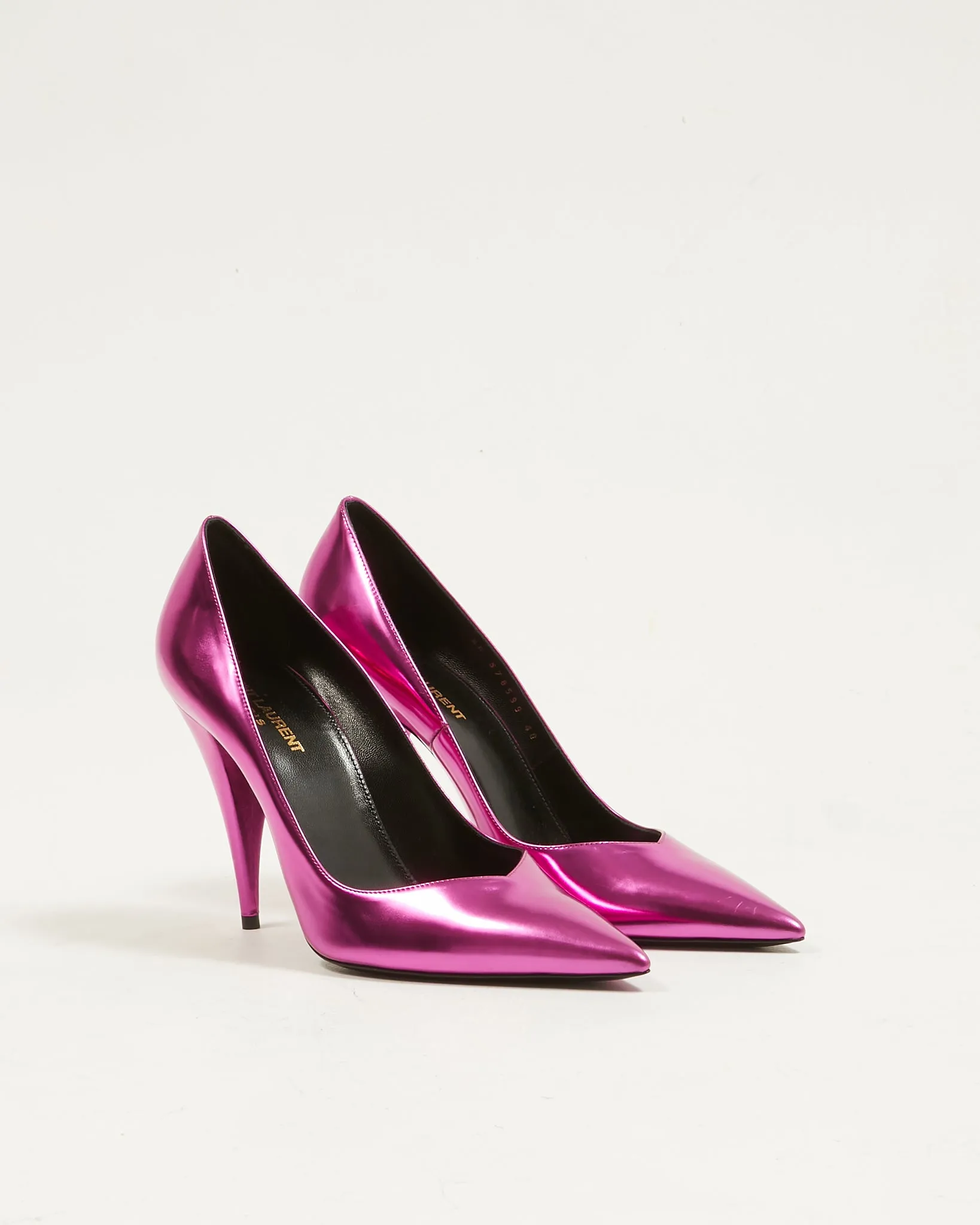 Saint Laurent Metal Fuchsia Leather Kiki 100 Metal Pumps - 40
