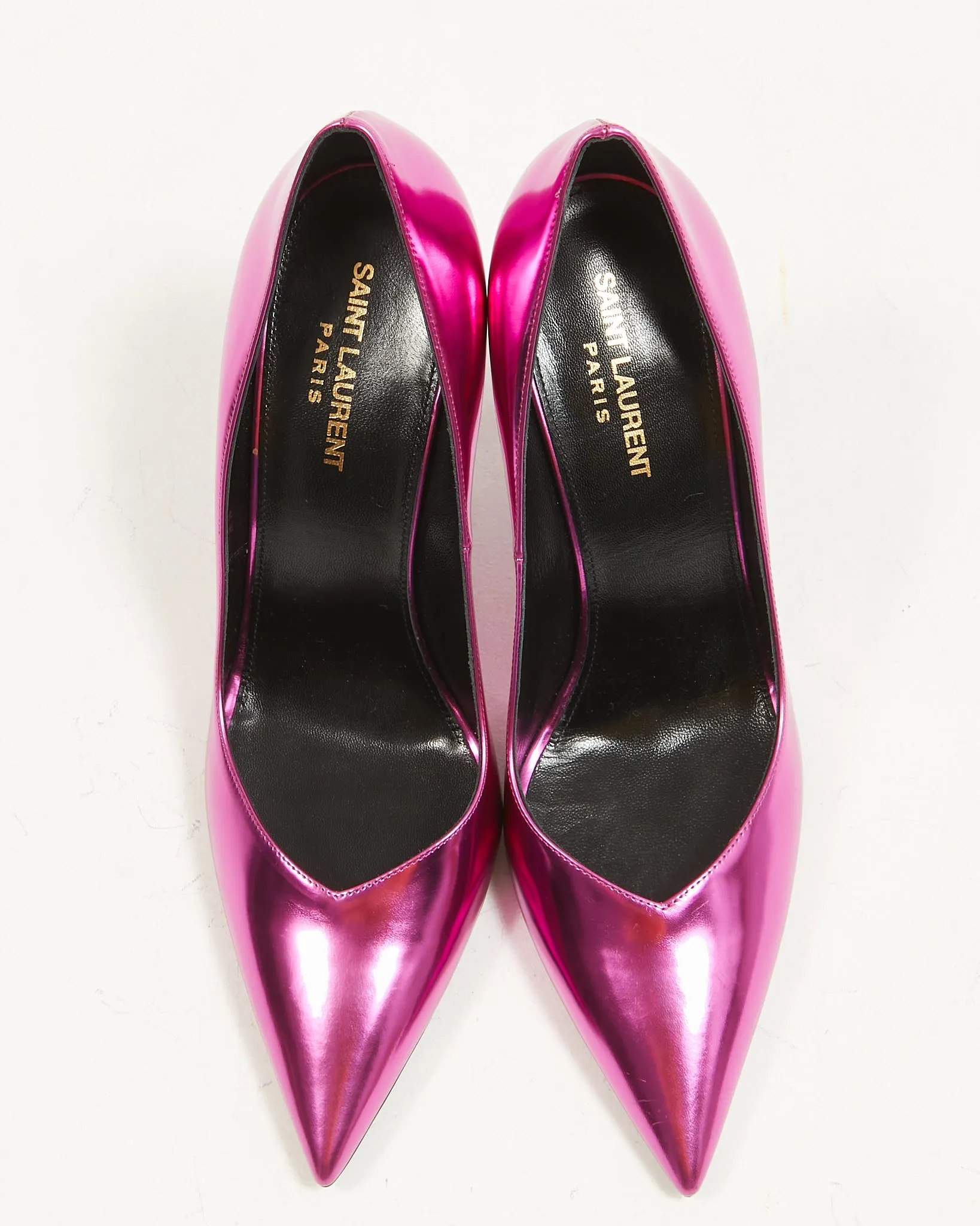 Saint Laurent Metal Fuchsia Leather Kiki 100 Metal Pumps - 40