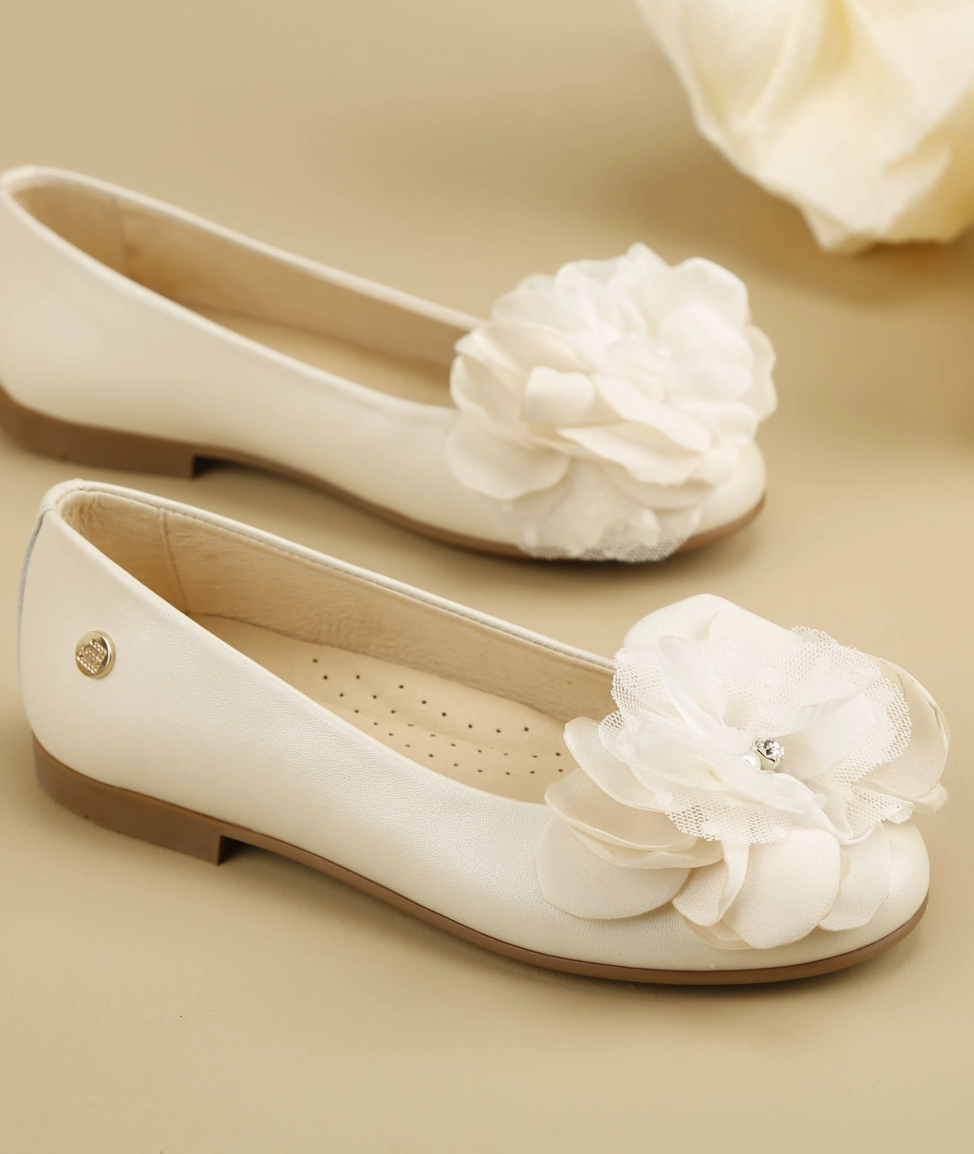 SALE Beautiful White Communion Shoes with a Flower