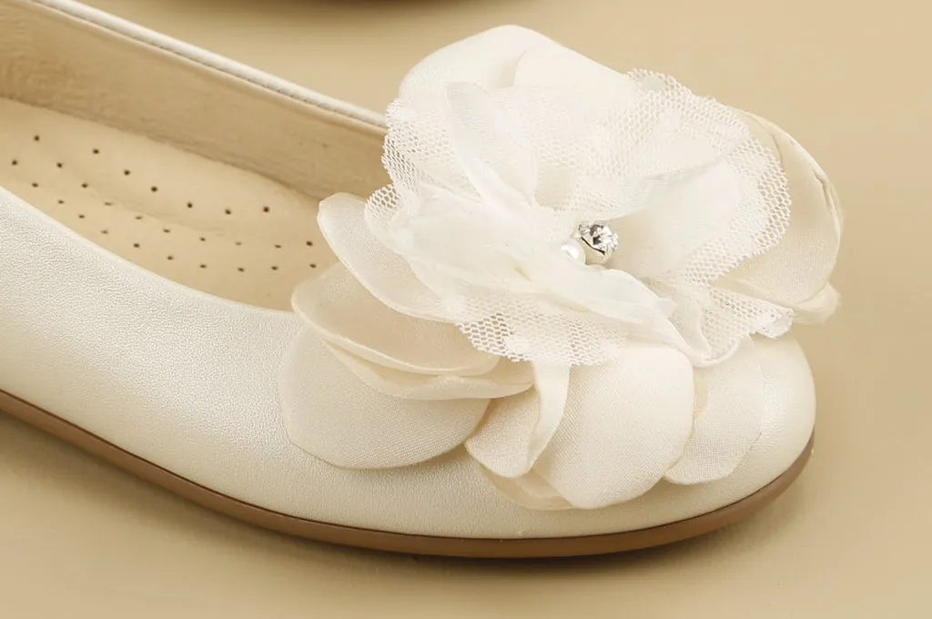 SALE Beautiful White Communion Shoes with a Flower