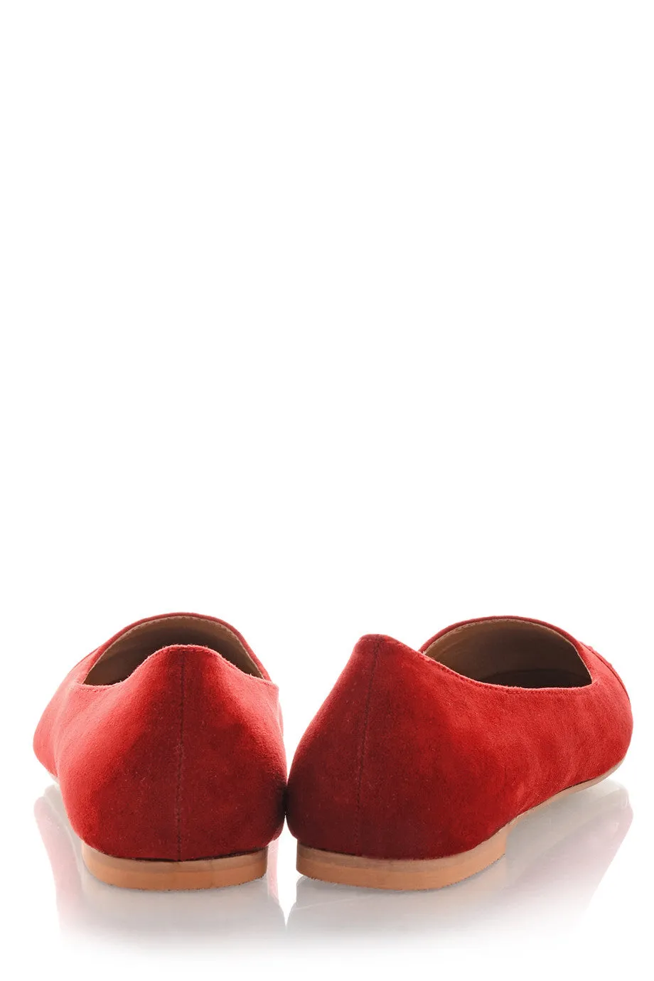 SANDRINE Red Studded Toe Ballerinas