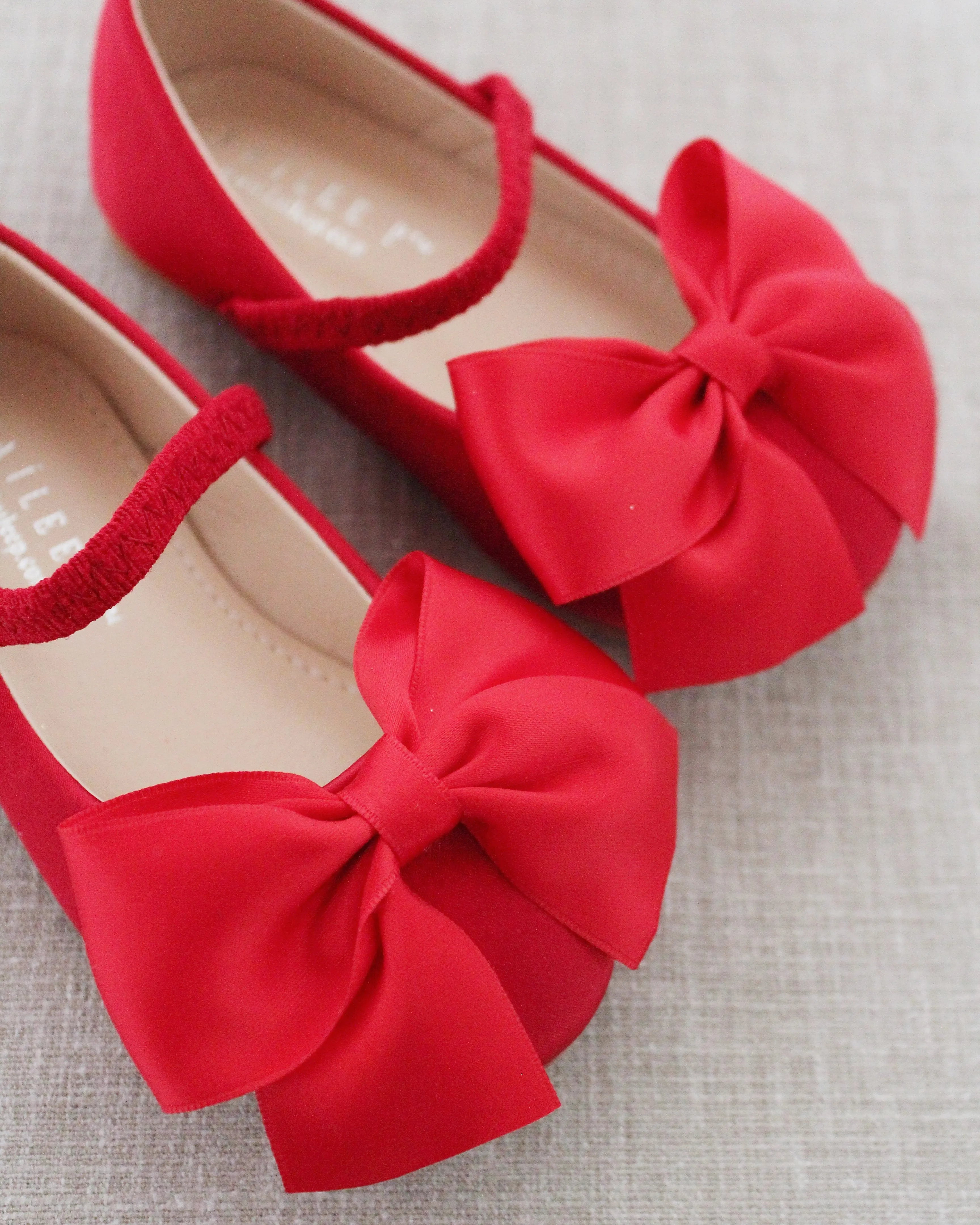 Satin Mary Jane Flats with Front Satin Bow