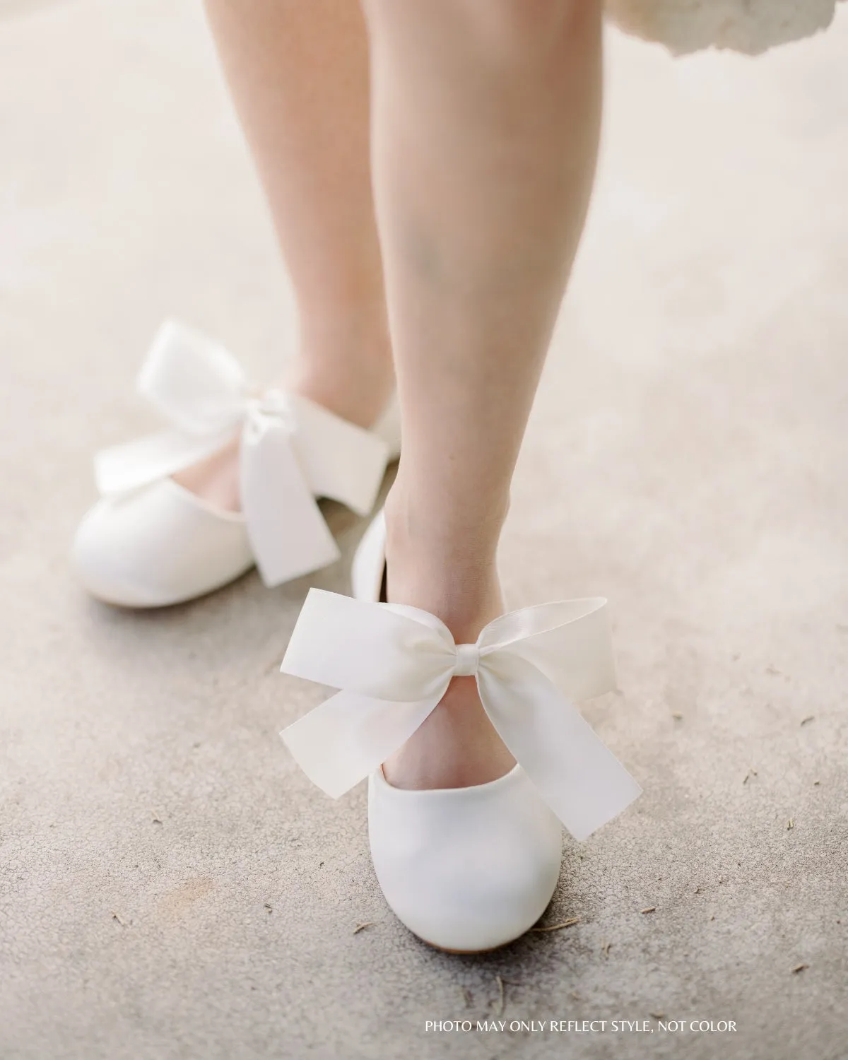 Satin Mary Jane Flats with Satin Bow