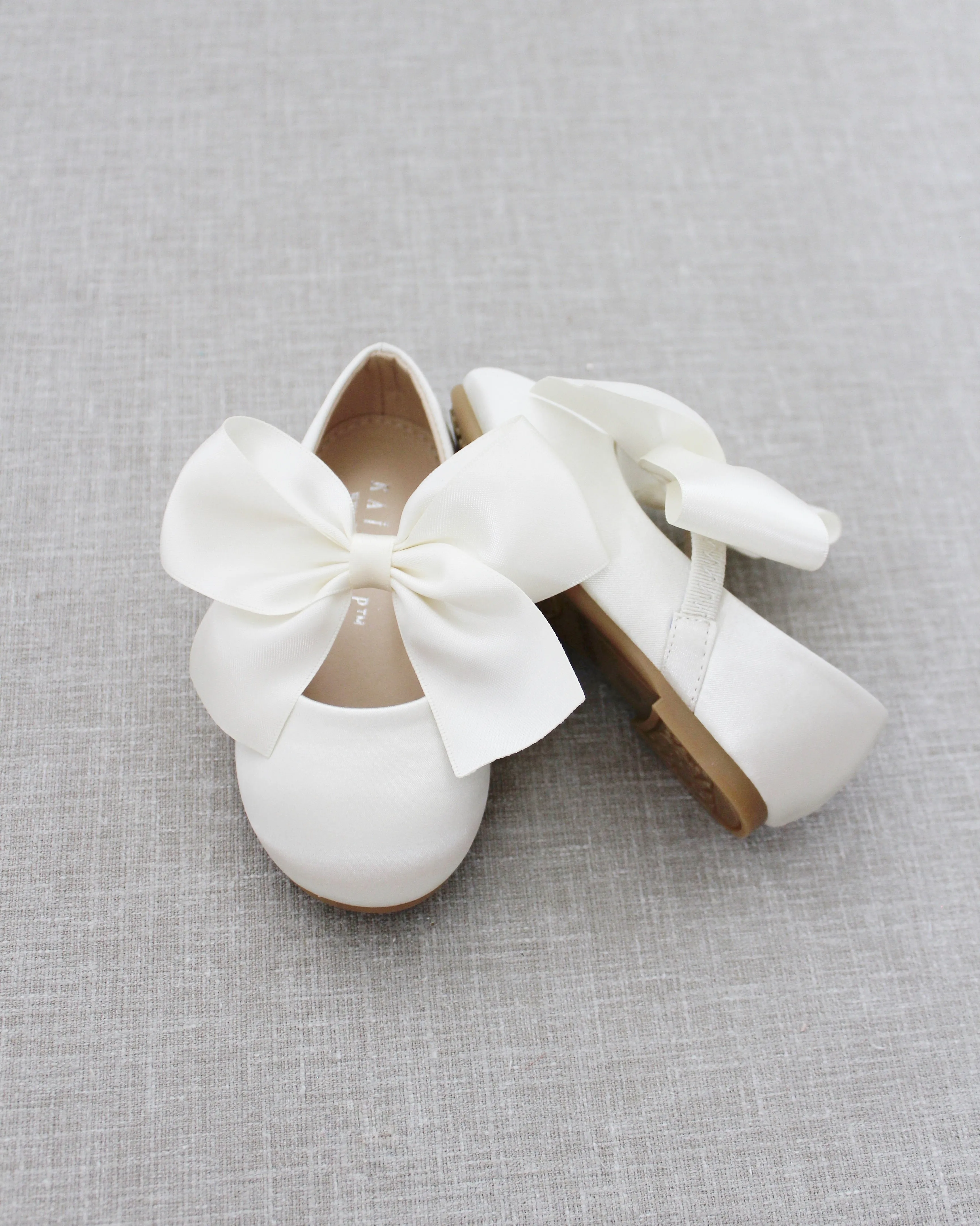 Satin Mary Jane Flats with Satin Bow