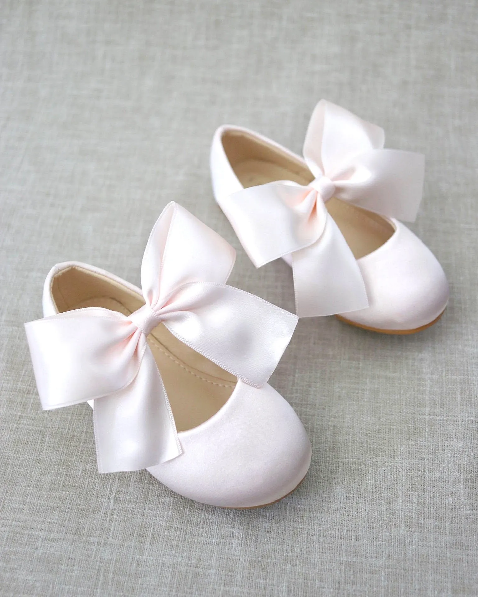 Satin Mary Jane Flats with Satin Bow