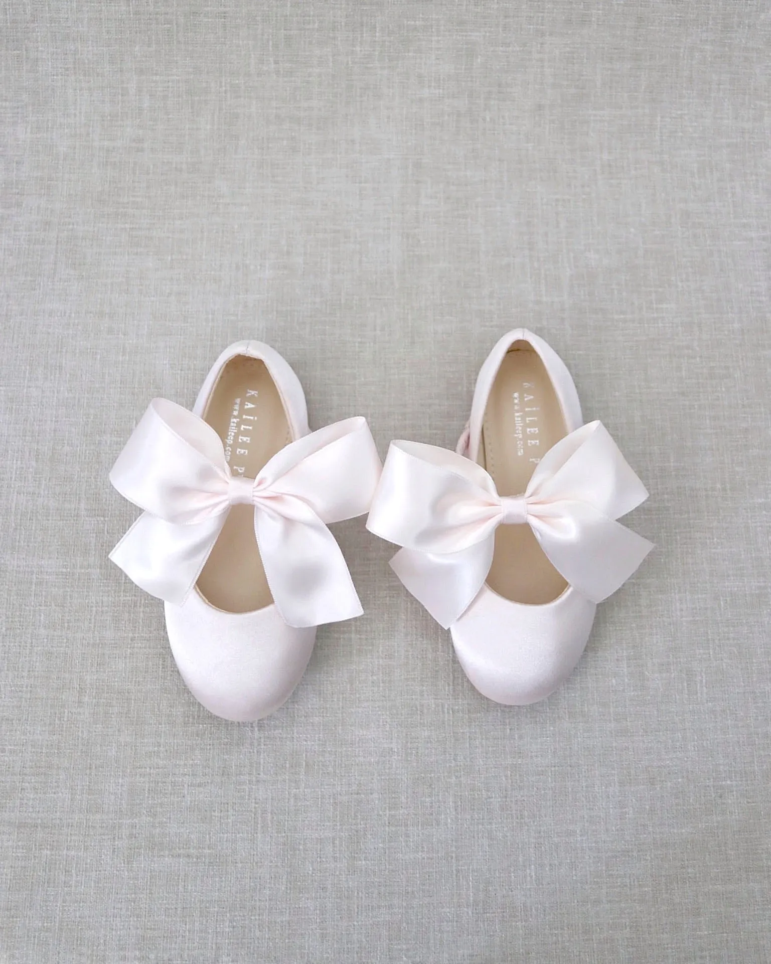 Satin Mary Jane Flats with Satin Bow