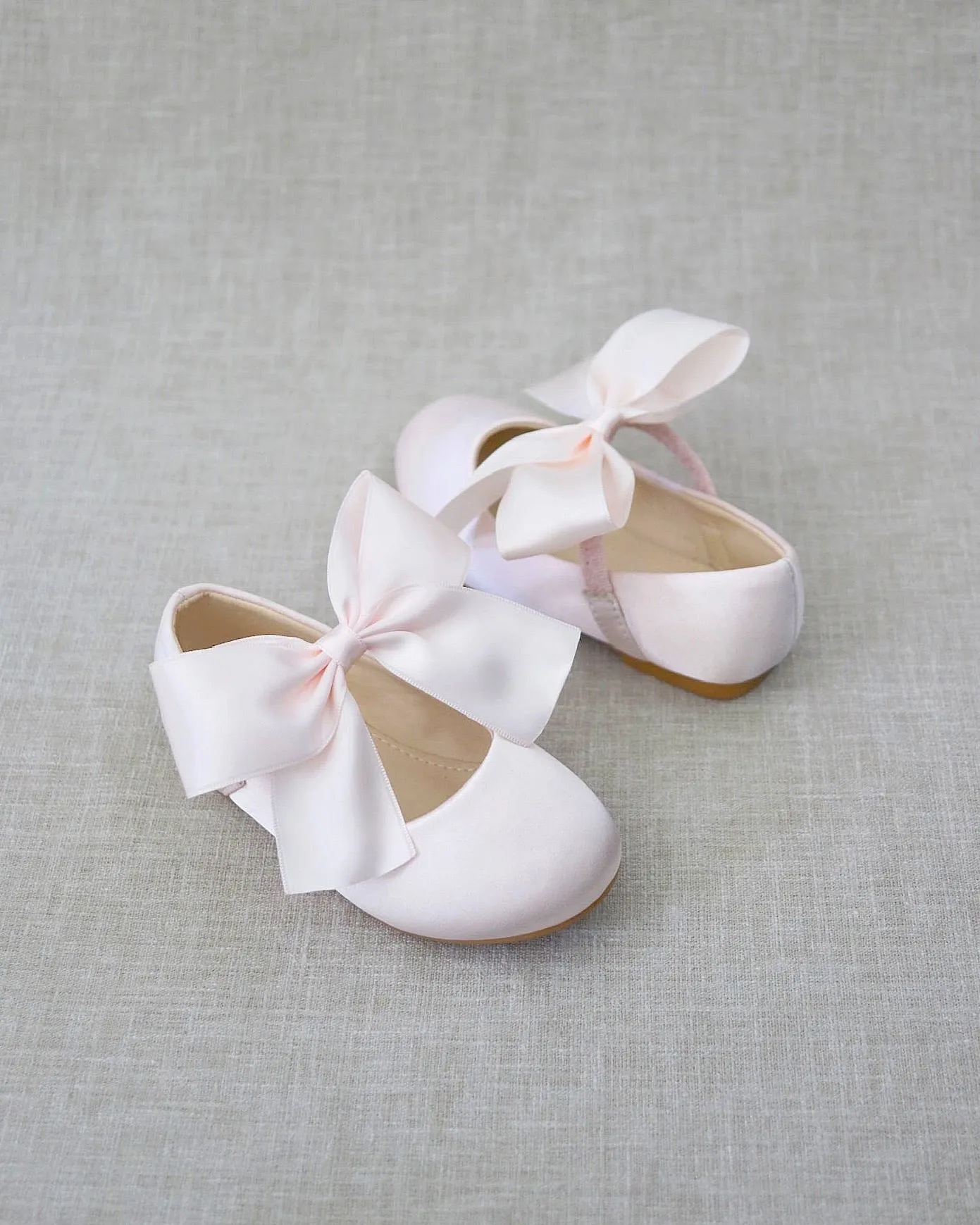 Satin Mary Jane Flats with Satin Bow