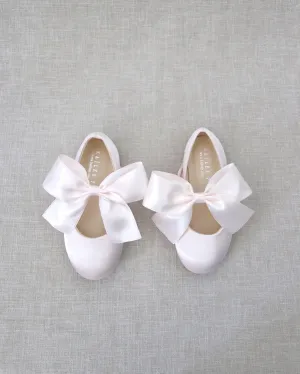 Satin Mary Jane Flats with Satin Bow