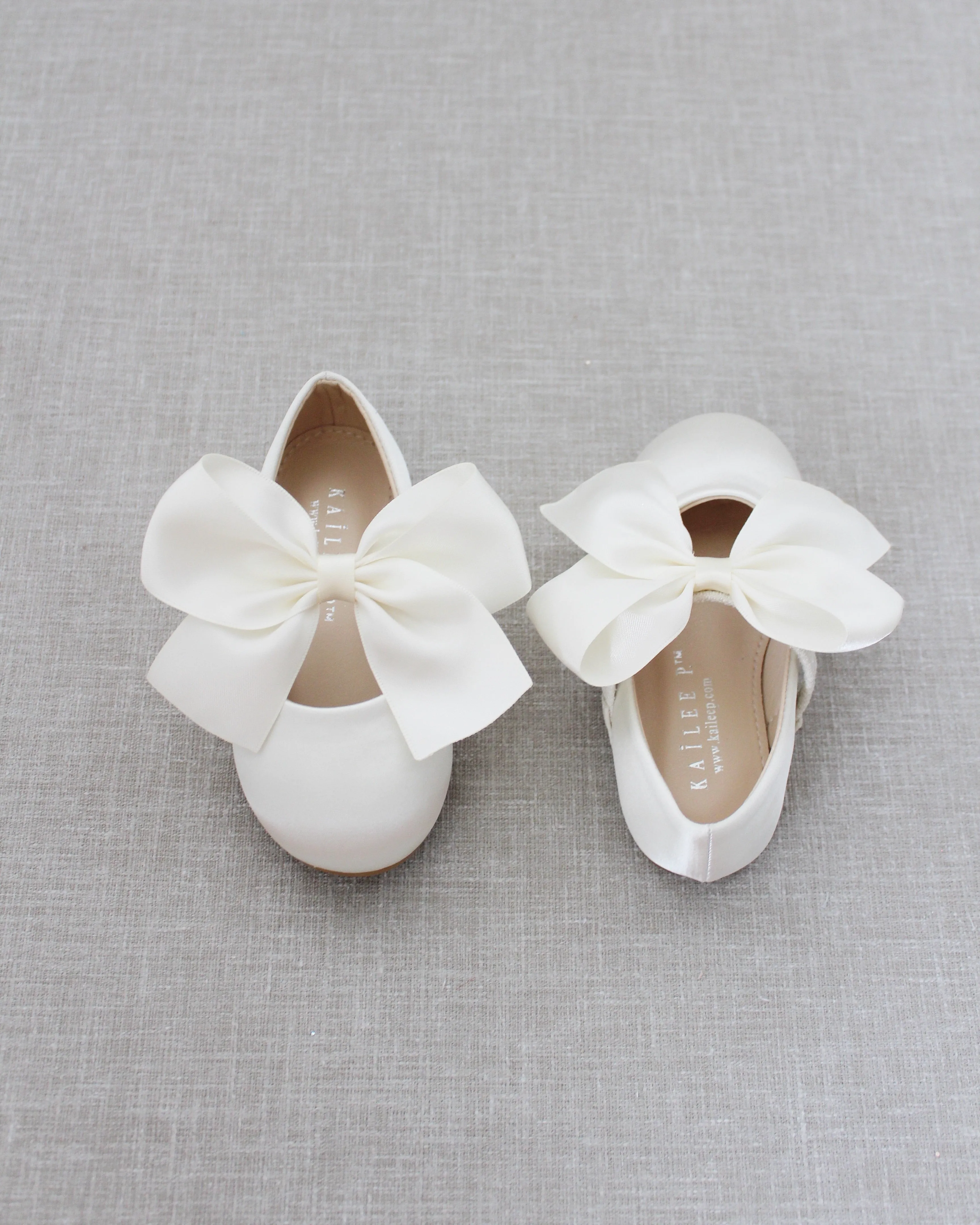 Satin Mary Jane Flats with Satin Bow