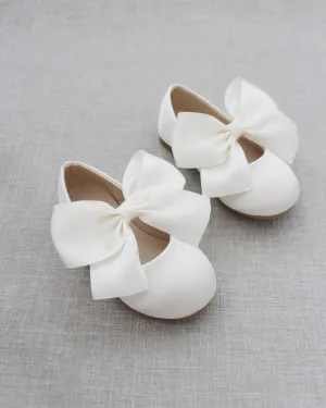 Satin Mary Jane Flats with Satin Bow