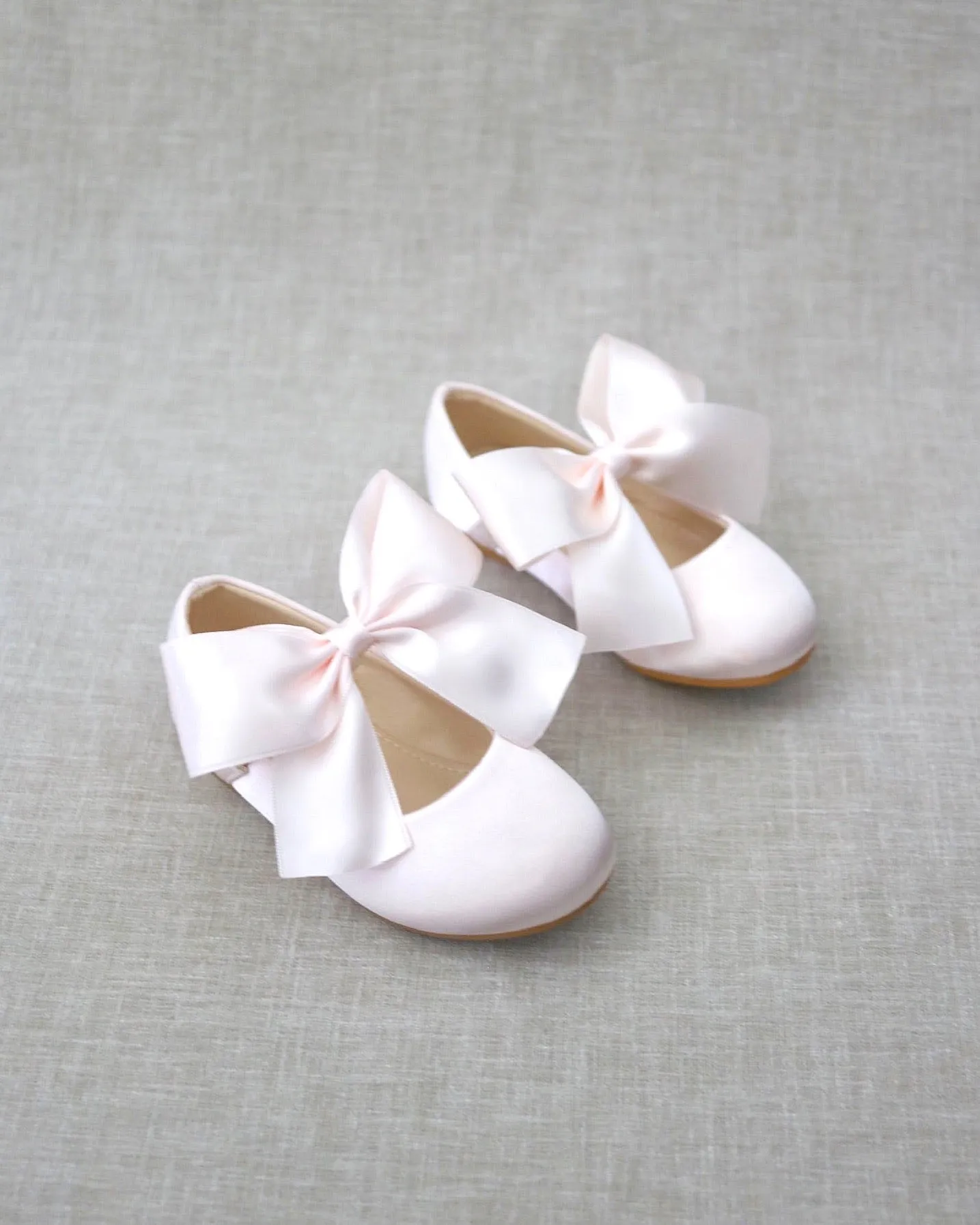 Satin Mary Jane Flats with Satin Bow