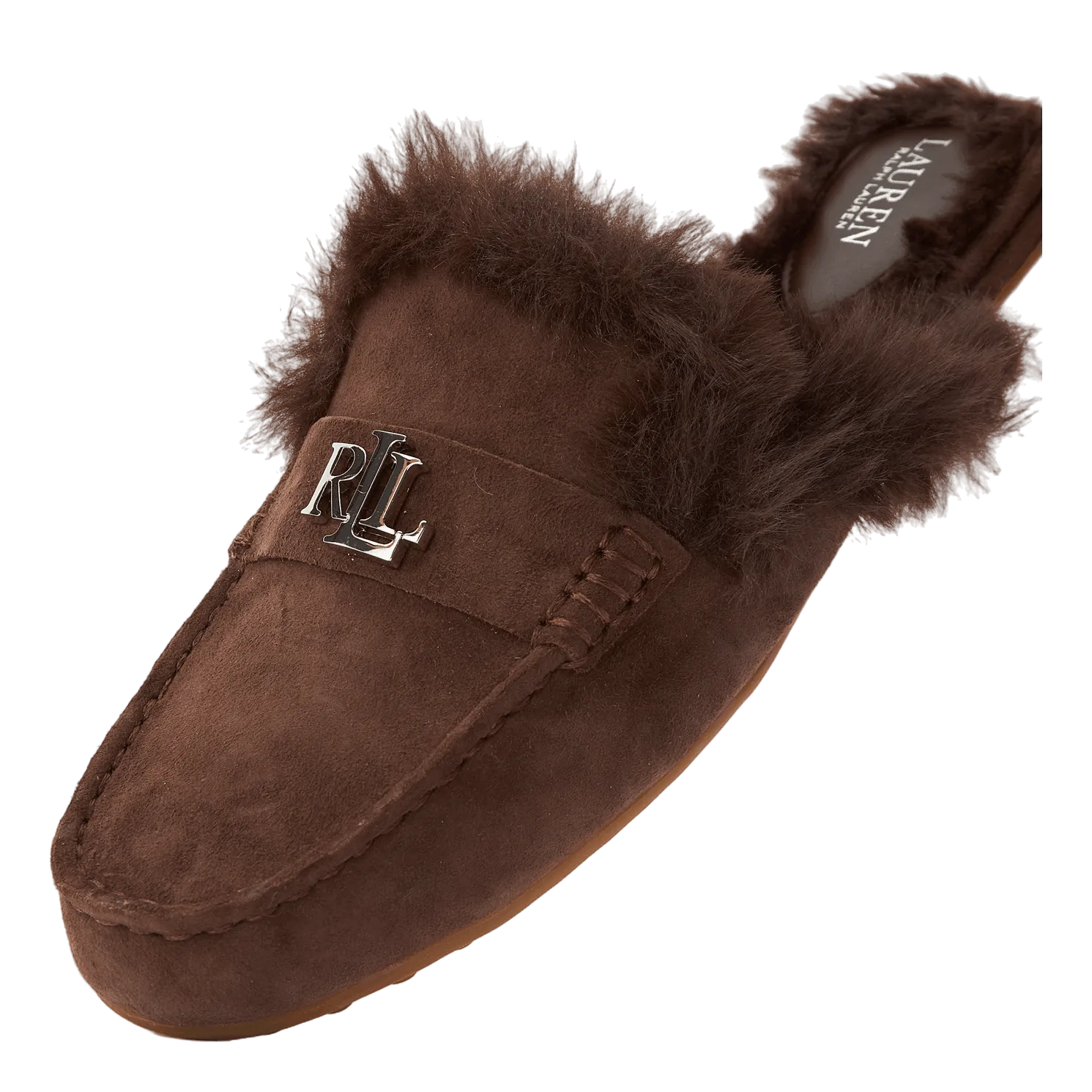 Savanah Faux Fur-Trim Suede Mule Chestnutbrown/Chestnutbrown