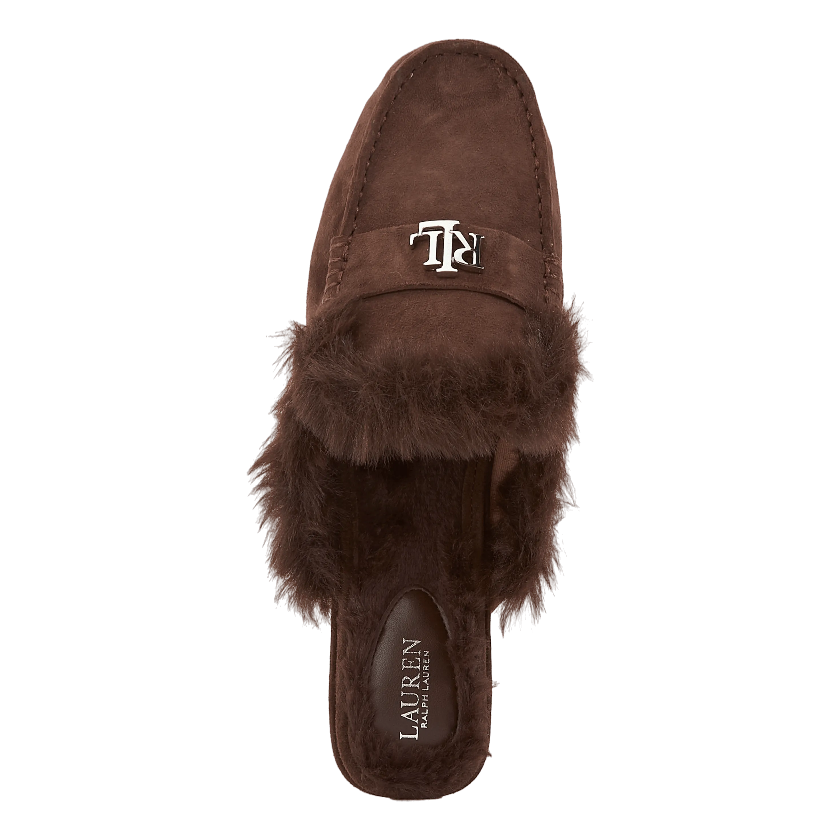 Savanah Faux Fur-Trim Suede Mule Chestnutbrown/Chestnutbrown