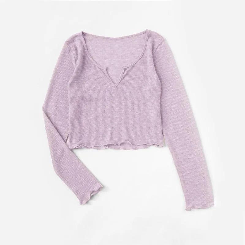 Scallop Hem Crop Knitted Shirt