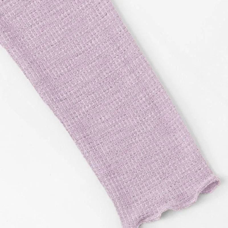 Scallop Hem Crop Knitted Shirt